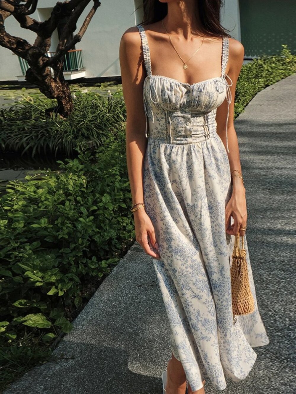 211 Sapphire Garden Floral Cami Midi Dress